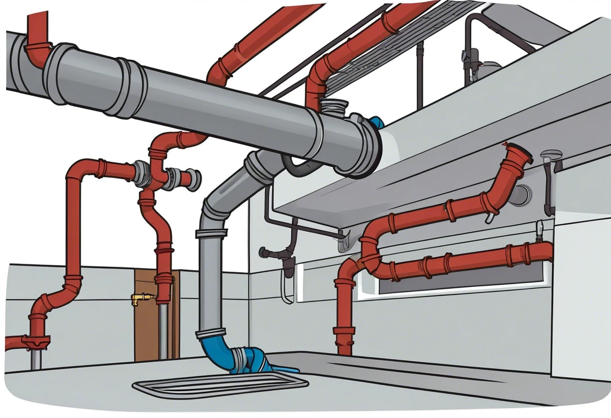 Plumbing vent pipe system illustrating the use of 90 degree bends.