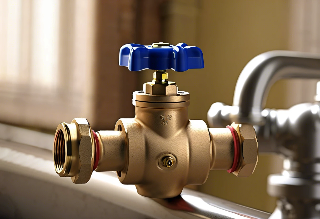 Close-up of an angle stop valve used in plumbing systems