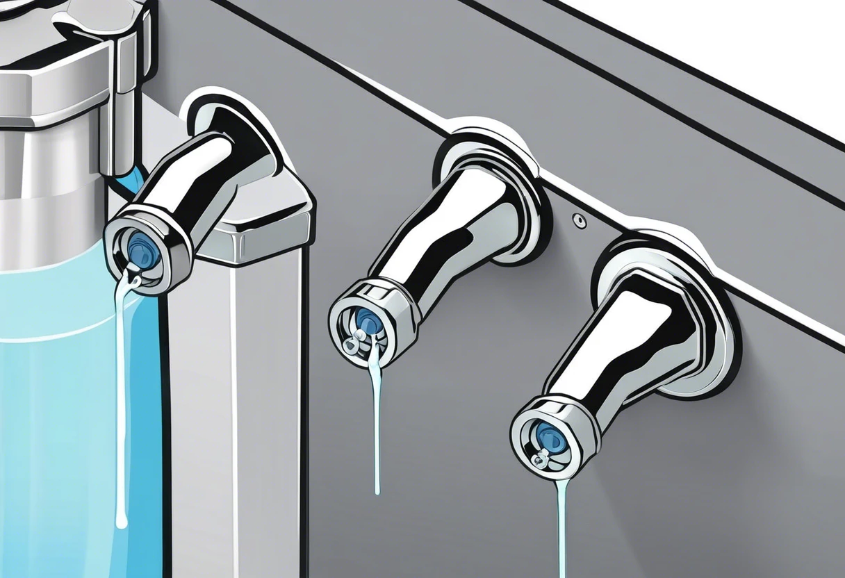 Image illustrating angle stops in plumbing with water flow details