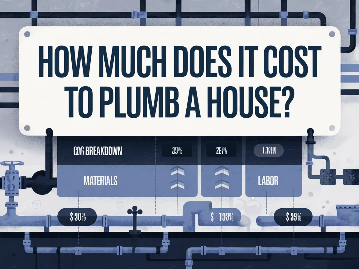 Cost breakdown for plumbing a house with material and labor expenses.