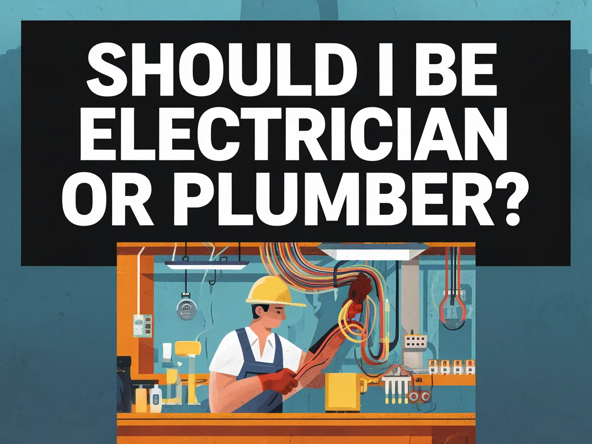 Illustration depicting the choice between becoming an electrician or plumber.