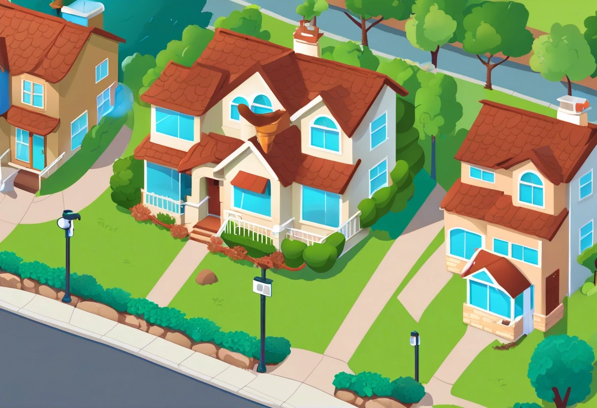 Illustration of residential homes in Anaheim Hills, CA, discussing HOA plumbing coverage.