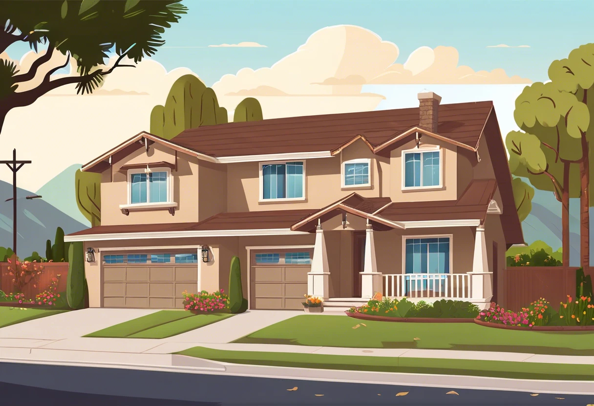 Illustration of a residential home in Anaheim Hills, CA, symbolizing plumbing issues related to HOA coverage.