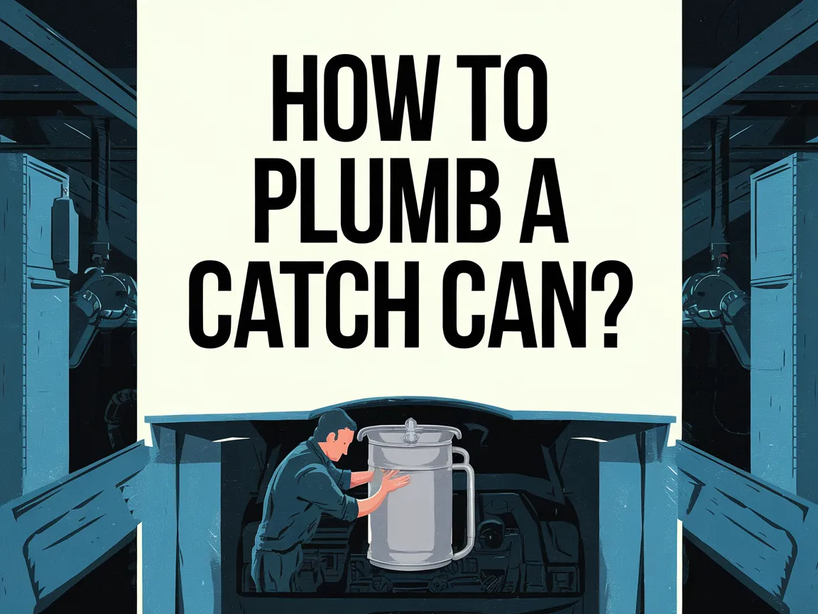 Illustration demonstrating the process of plumbing a catch can in a vehicle.