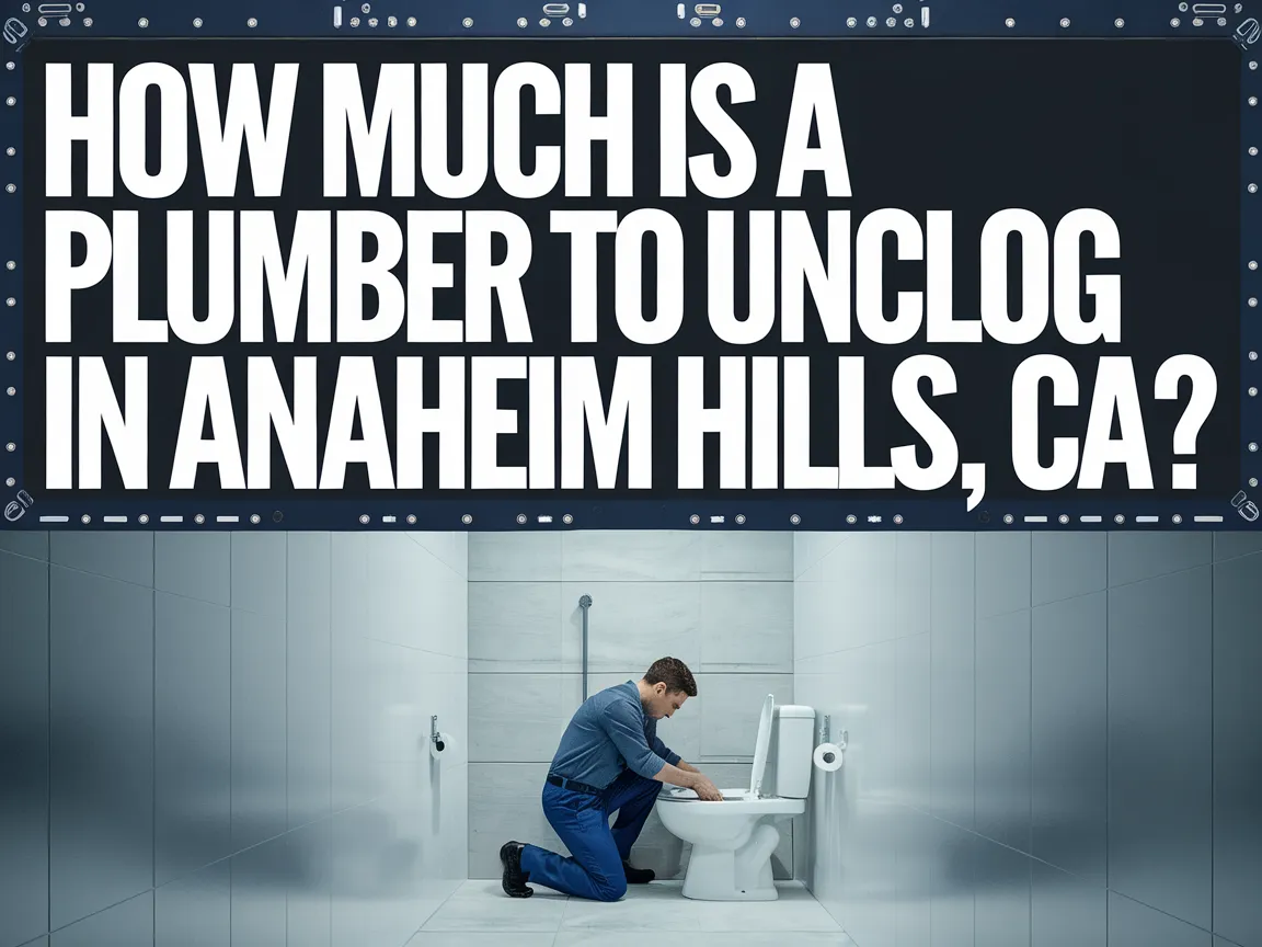 A plumber working on unclogging a toilet in Anaheim Hills, CA