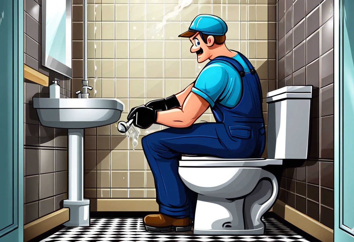 Professional plumber unclogs a toilet in Anaheim Hills, CA.