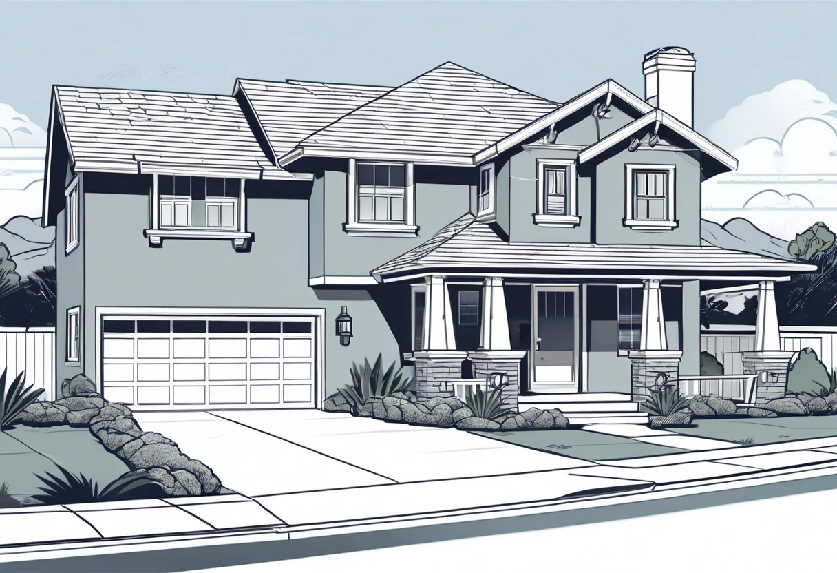 Illustration of a residential home in Anaheim Hills, CA, relevant for plumbing bids.