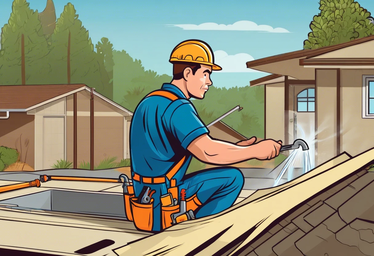 Plumber working on a rooftop in Anaheim Hills, CA, showcasing skills for bidding plumbing jobs