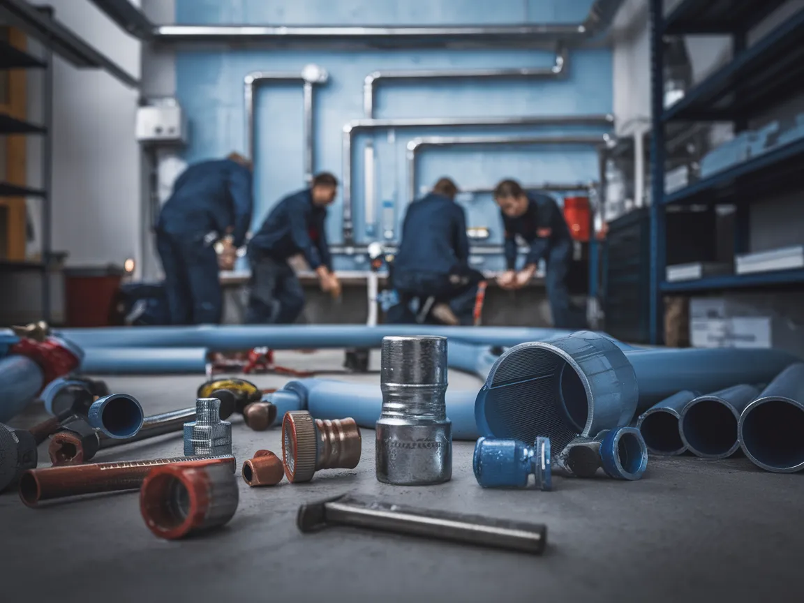 Tools and materials used by plumbers in a plumbing company, relating to plumbing company income.