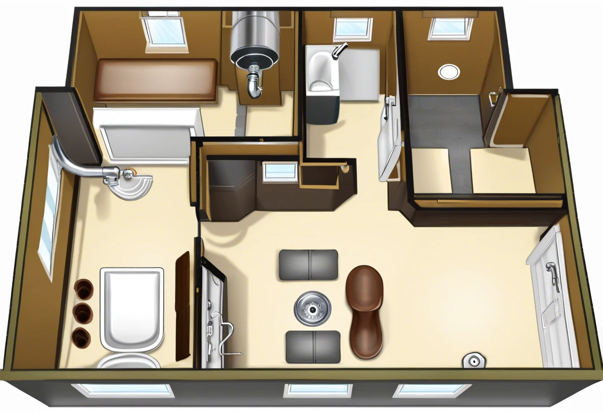 Plumbing layout for a new house in Anaheim Hills, CA, showcasing typical fixtures and installations.