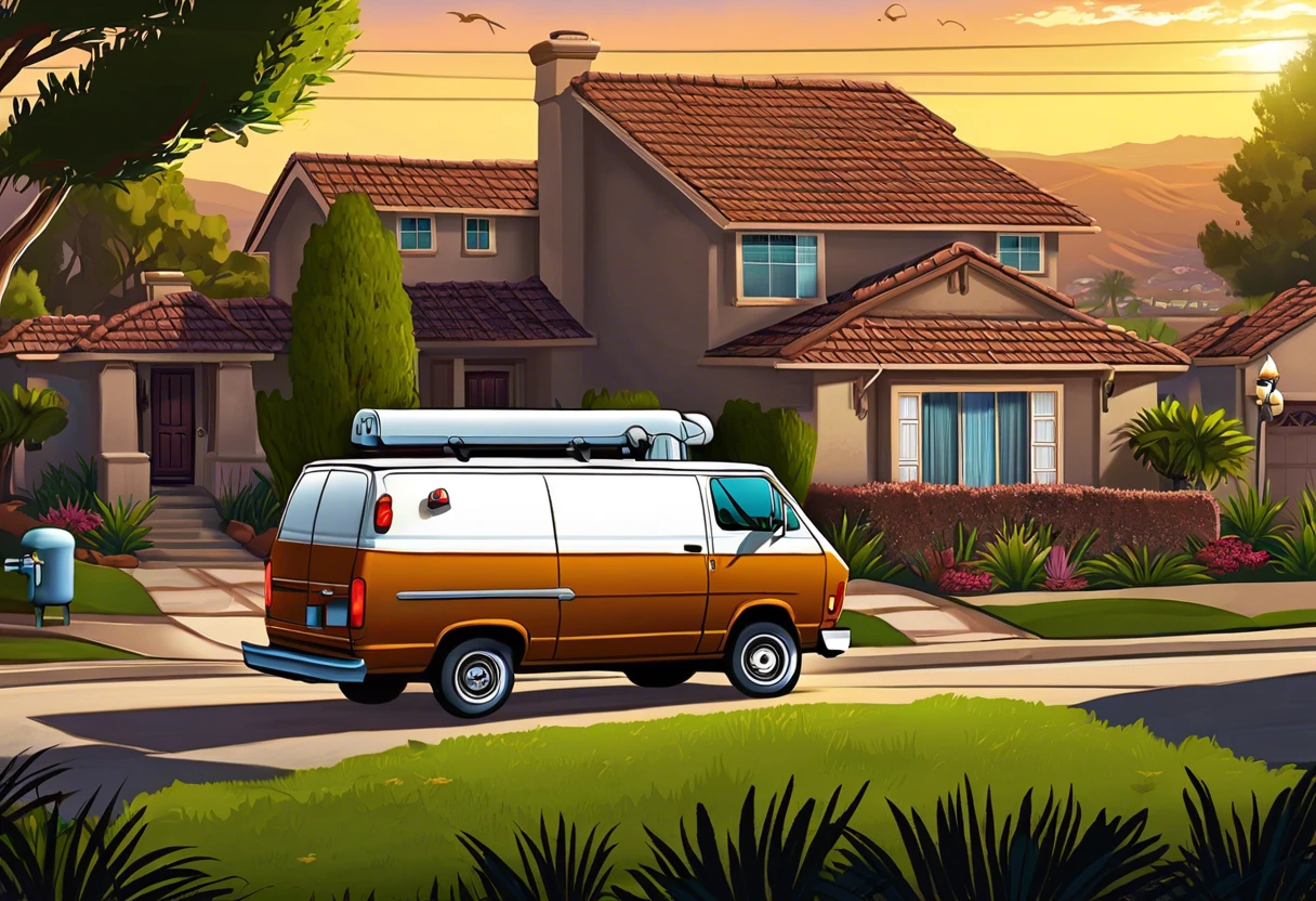 A plumbing van parked in a residential area of Anaheim Hills, CA, representing a local plumbing service.