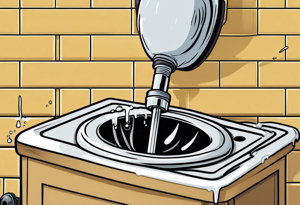 A sink drain plumbing setup illustrating work that can be performed without a license.