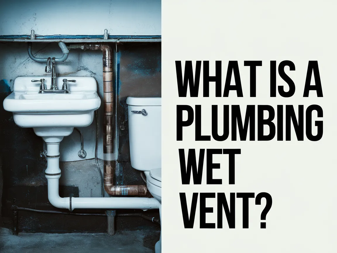 Visual representation of a plumbing wet vent system in a bathroom