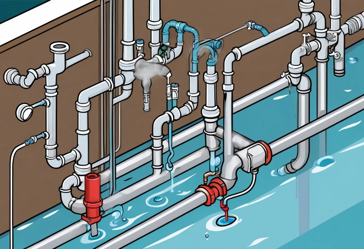 Diagram illustrating wet venting in plumbing with pipes and water flow